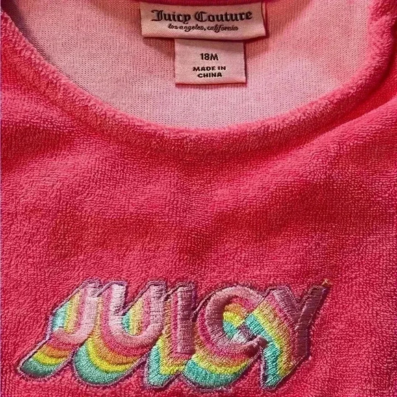 Juicy couture baby size 18 months one piece hot pink terry cloth romper new - Picture 6 of 8